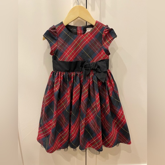 Girl's BABY GAP Red Black TARTAN Plaid TAFFETA Dress 18-24 Tulle Holiday Party - Picture 1 of 6